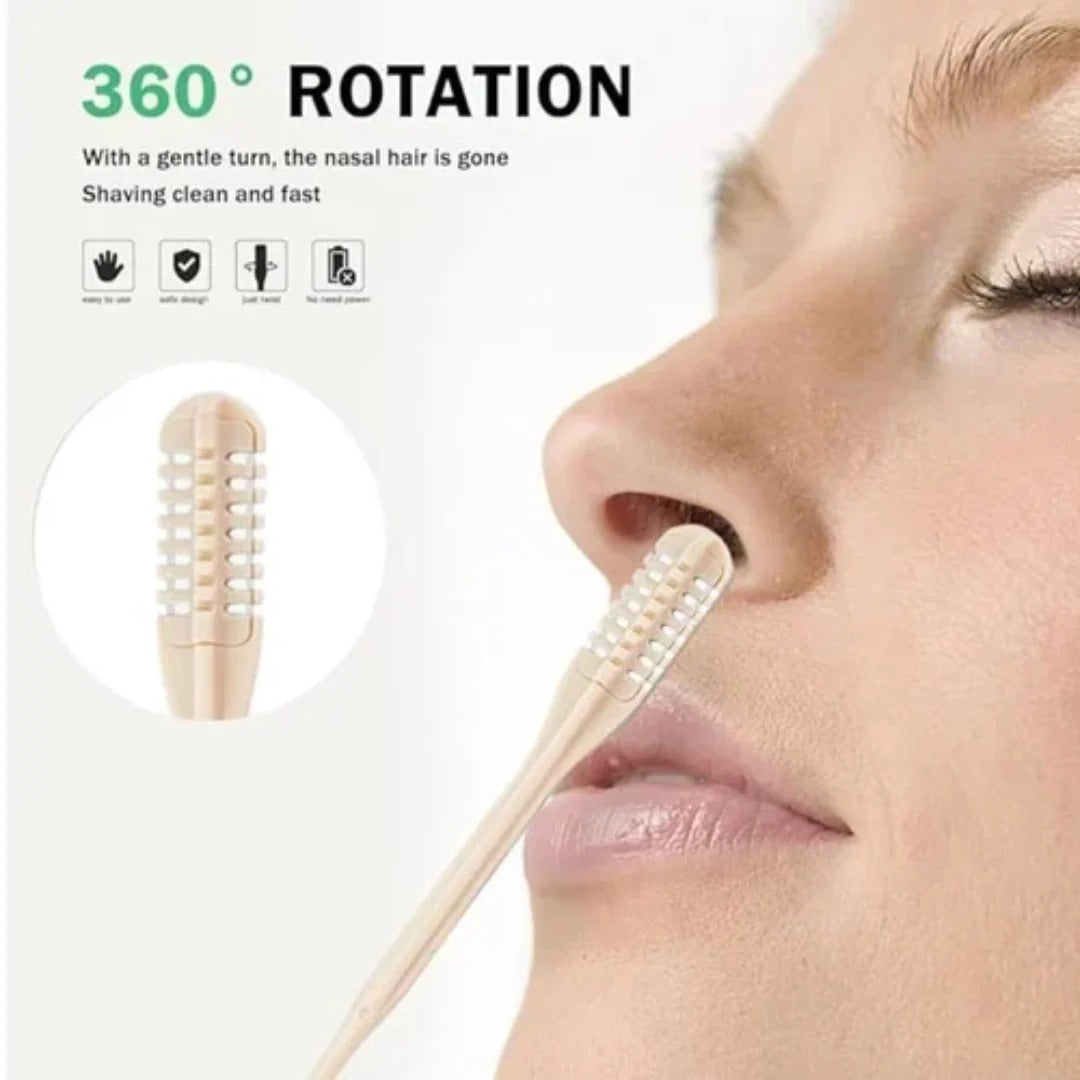 Herramienta de belleza para eliminar vello nasal, segura y eficiente.