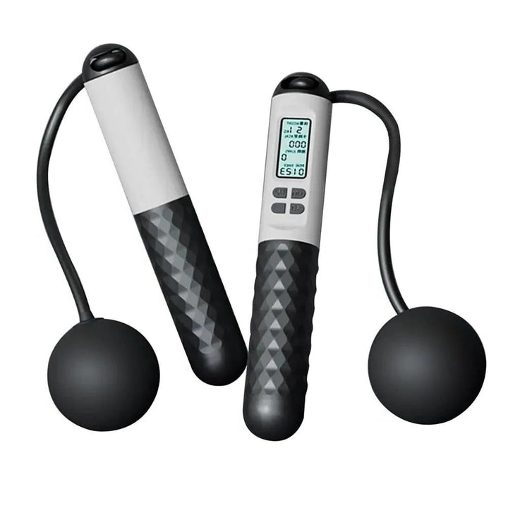 Deporte y fitness: cuerda de saltar inalámbrica con peso, ideal para cardio y quemar calorías.