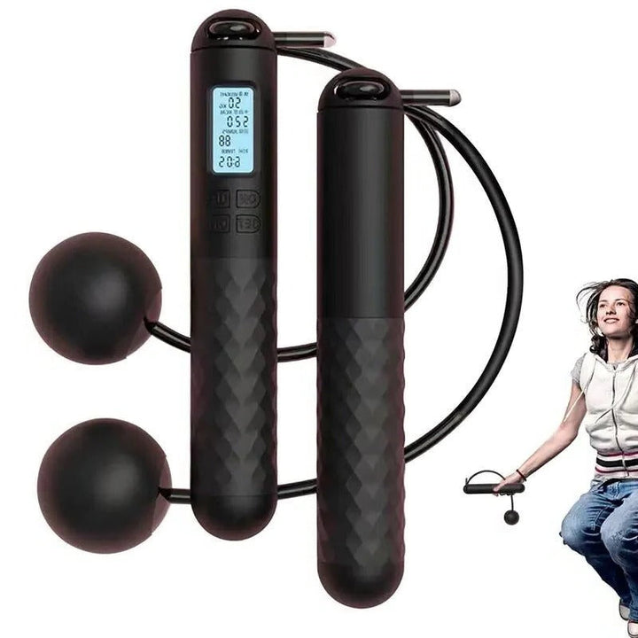 Cuerda inalámbrica con contador digital para ejercicio de fitness, mangos con peso ajustado.