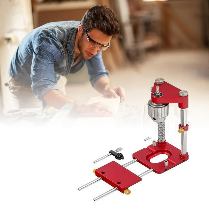 Localizador de perforación para carpinteros y bricolaje, garantiza taladros precisos en madera.