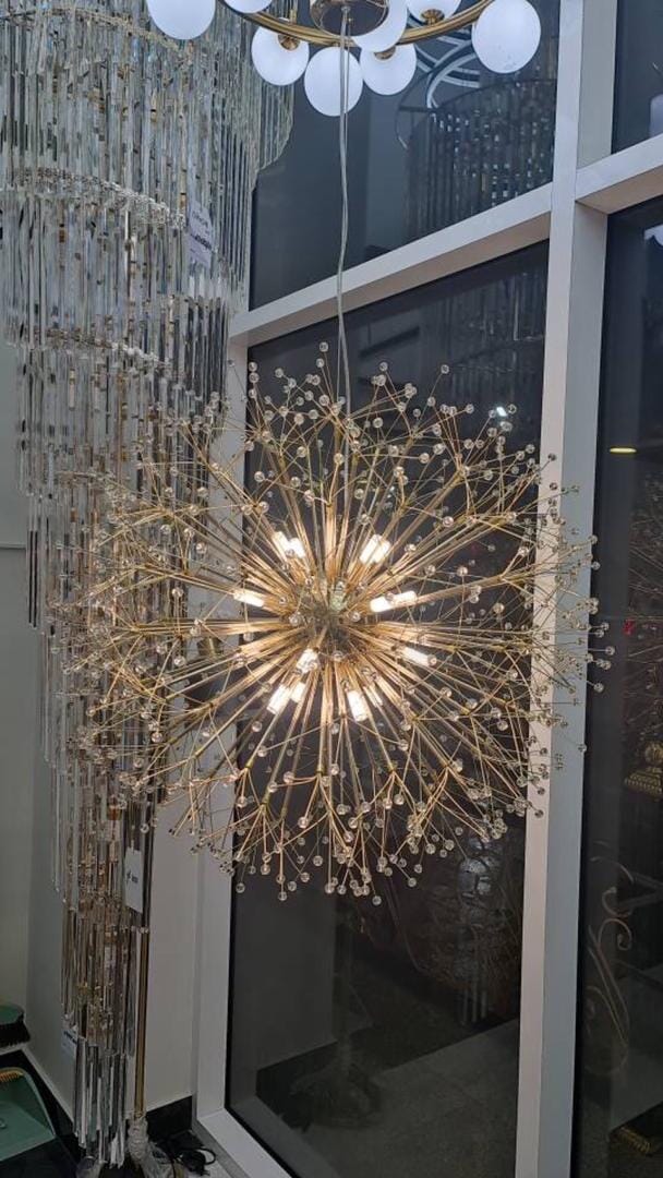 Araña de cristal contemporánea, estilo diente de león, ideal para comedor. Lujo y elegancia.