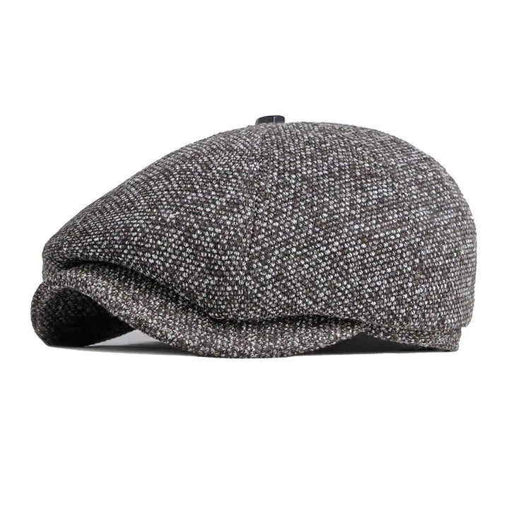 Gorra plana vintage marrón de lana para hombres, accesorio elegante de caballero para el invierno.