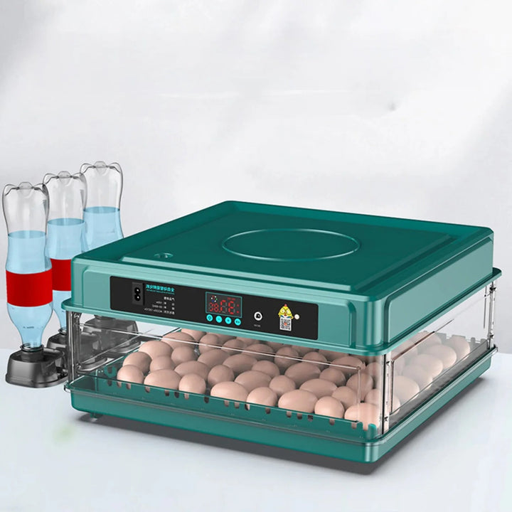 Incubadora digital de huevos con volteo automático, ideal para eclosión de pollitos, patos y aves.