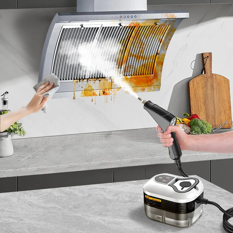 Potente vaporizador 2500W para limpieza profunda de cocina, baño, suelos y tapicería del hogar.