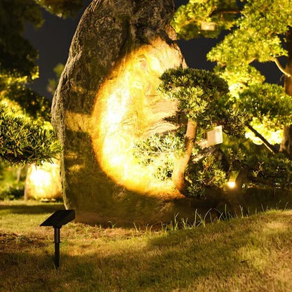 Foco LED solar RGB para exterior, ilumina tu jardín o terraza con colores vivos y ajustables.