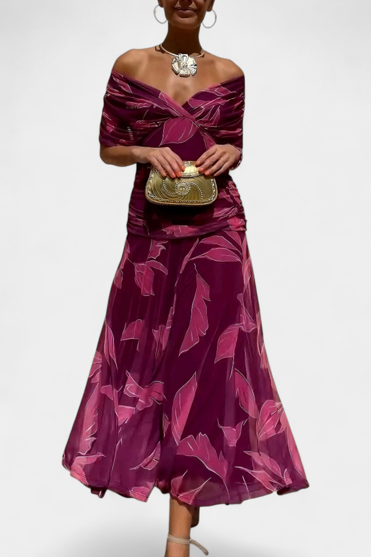 Vestido largo floral de fantasía para mujeres, escote en V. Ideal para vestir en eventos elegantes.