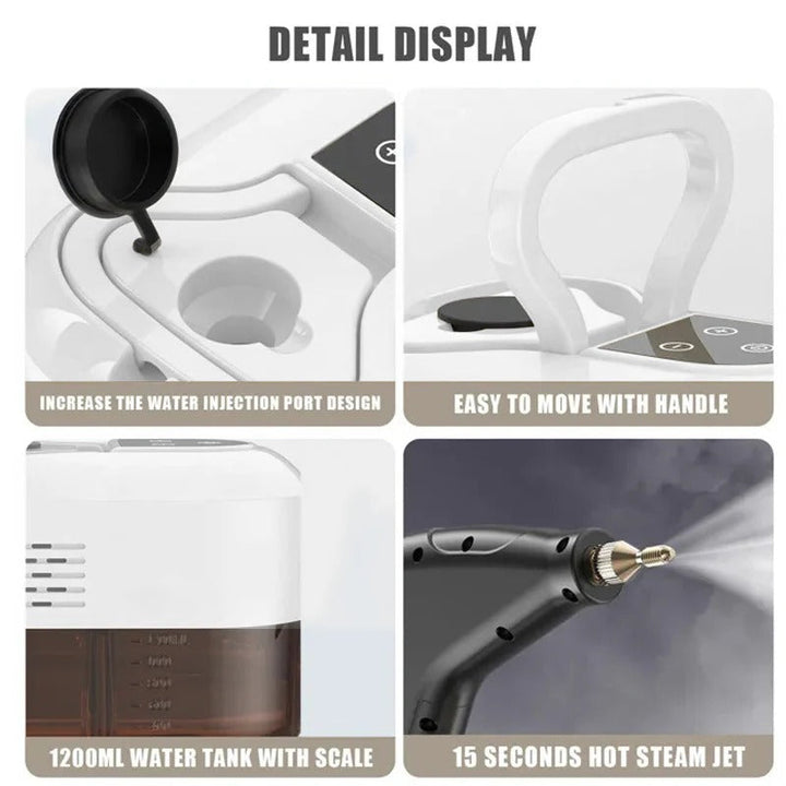 Vaporizador desinfectante 2500W para hogar, elimina bacterias y suciedad en suelos y superficies diversas.