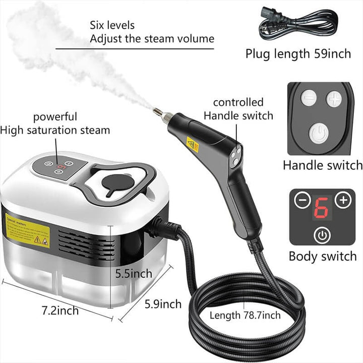 Limpieza a vapor multiusos para hogar, coche y tapicería, elimina manchas y desinfecta con 2500W.