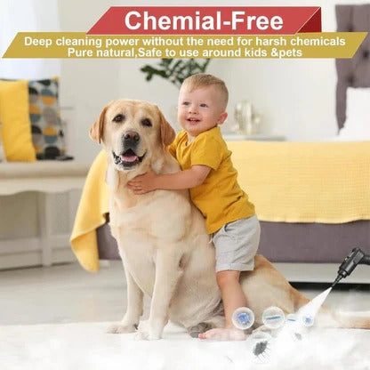 Limpiador a vapor en acción, desinfectando suelos del hogar. Limpieza profunda y sin químicos para múltiples superficies.