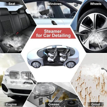 Limpiador a vapor ajustable, perfecto para la desinfección profunda de superficies del hogar y detalles del automóvil.
