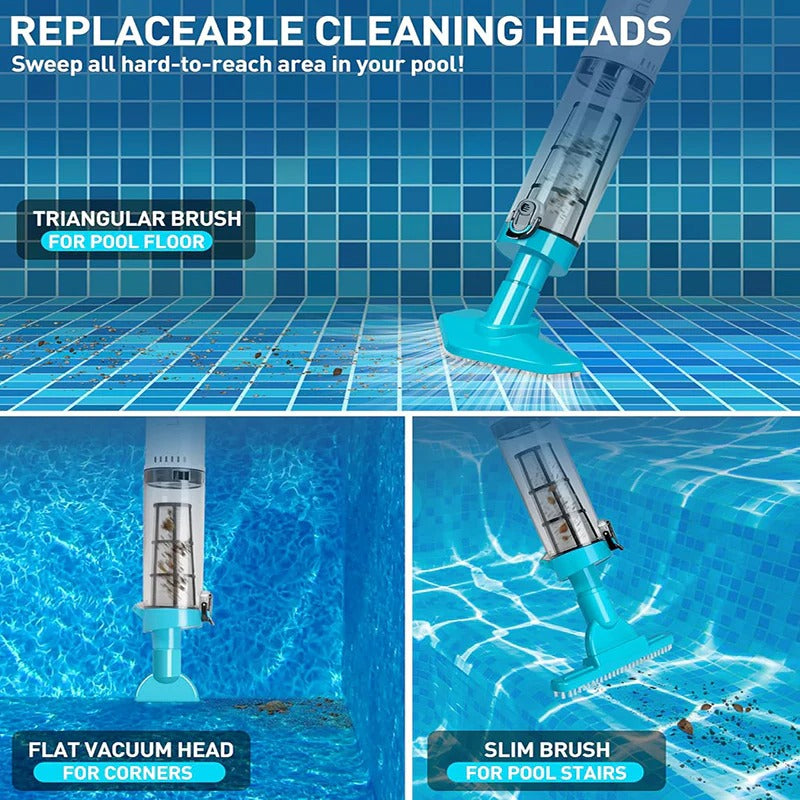 Aspiradora de piscina inalámbrica compacta. Herramienta de limpieza portátil para piscinas y spas.