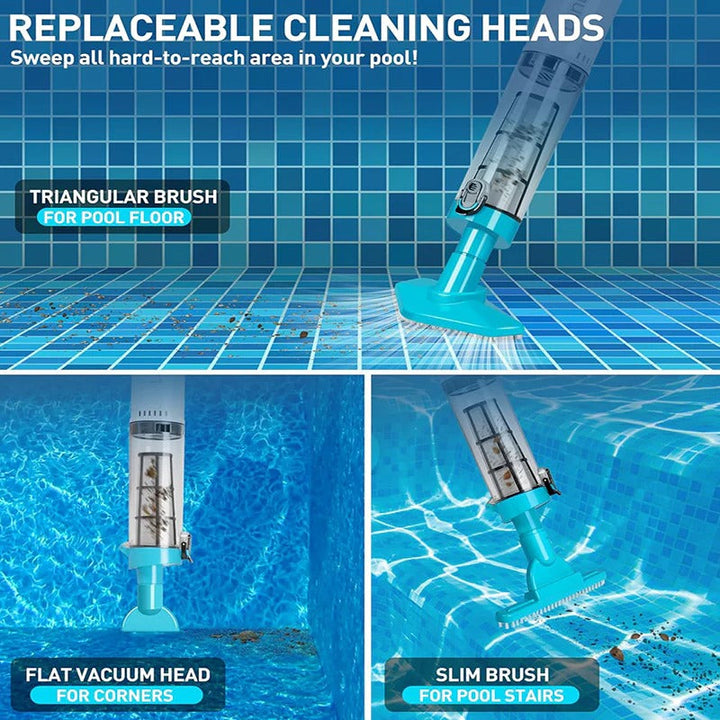 Aspiradora de piscina inalámbrica compacta. Herramienta de limpieza portátil para piscinas y spas.