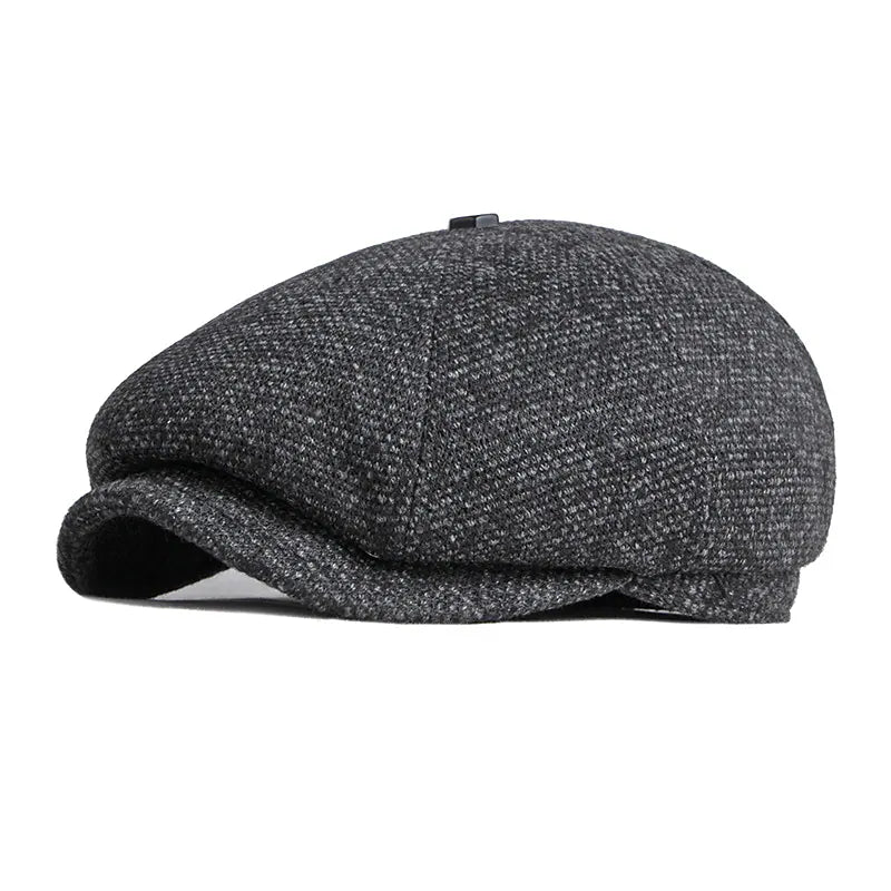 Gorra plana clásica para hombre, estilo vintage en gris. Ideal para moda de otoño e invierno.