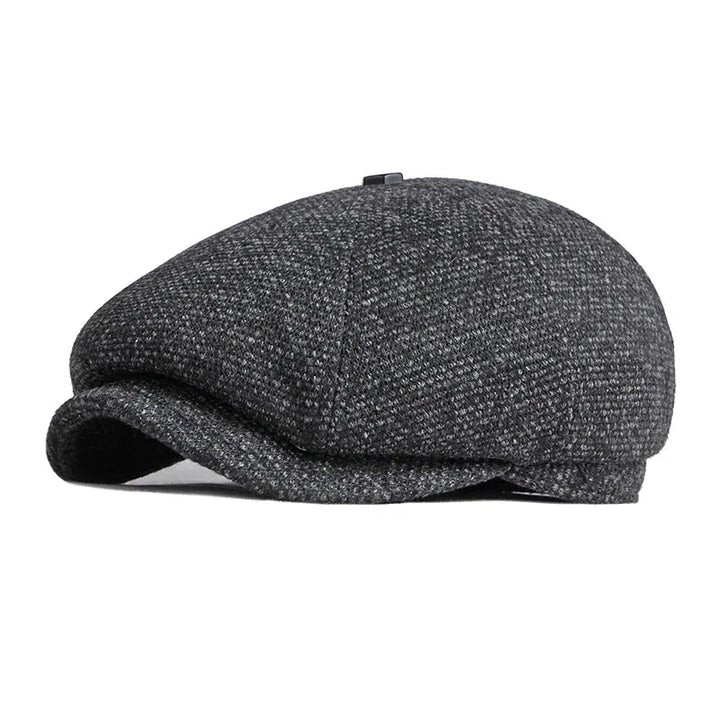 Gorra plana clásica para hombre, estilo vintage en gris. Ideal para moda de otoño e invierno.