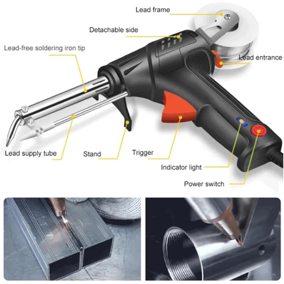 Herramienta de soldadura ergonómica y precisa para electrónica. Perfecta para reparaciones rápidas de circuitos y cables.