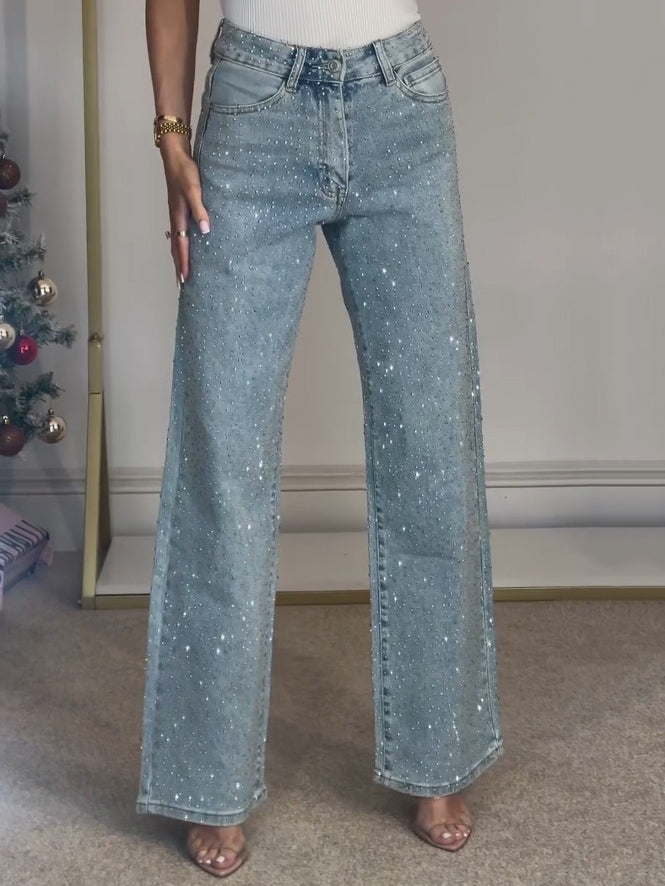 Jeans brillantes para mujer, perfectos para un look casual o de noche. Pantalones de moda, cómodos y trendy.