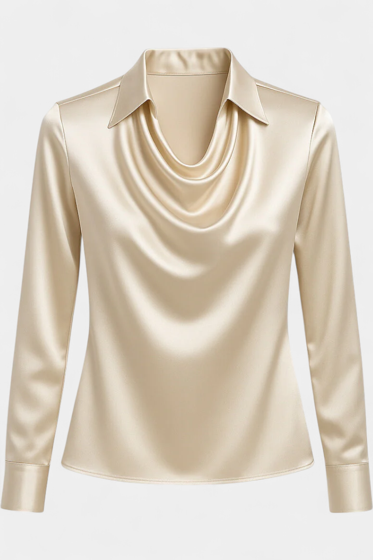 Blusa de mujer Dilnaz satinada, brillo sutil, estilo versátil para primavera y verano.