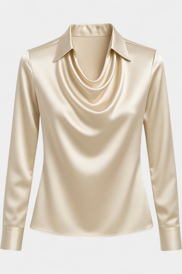 Blusa de mujer Dilnaz satinada, brillo sutil, estilo versátil para primavera y verano.