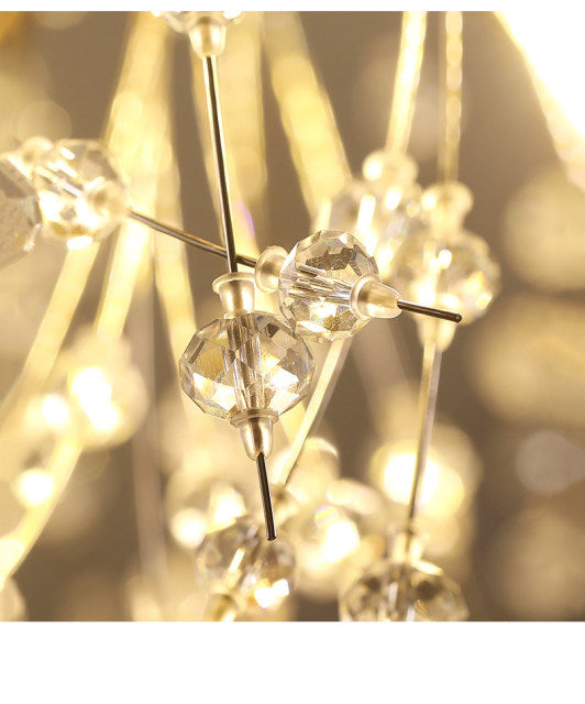 Lámpara de cristal contemporánea con forma de diente de león. Colgante moderno para salón.