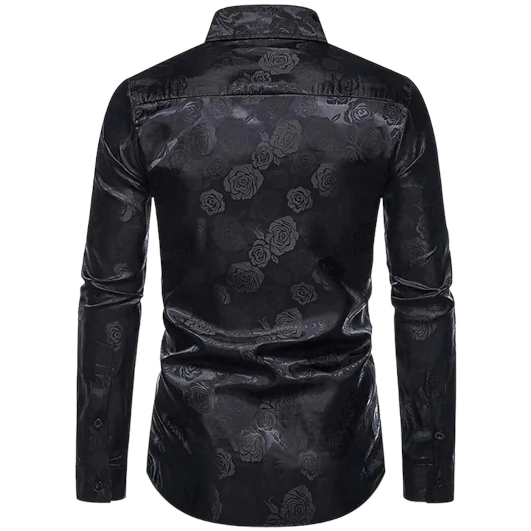 Camisa hombre slim fit con estampado floral. Manga larga y corte moderno. Ropa masculina sofisticada.