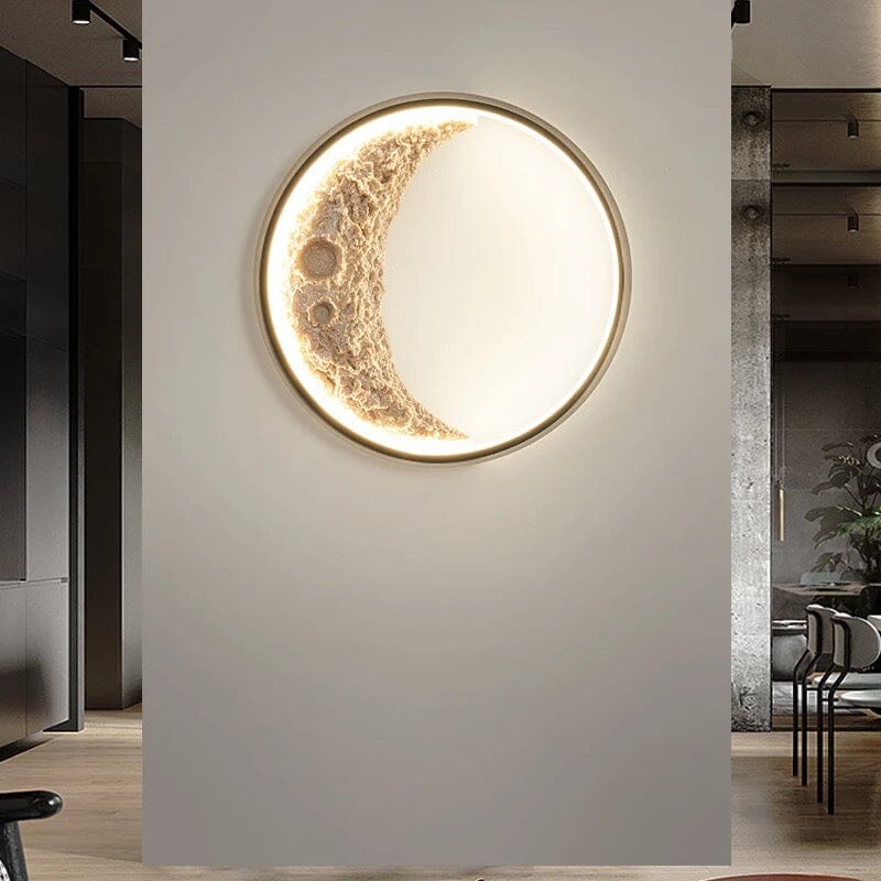 Lámpara de pared elegante con iluminación LED para hogar. Diseño creciente, luz cálida/blanca regulable.