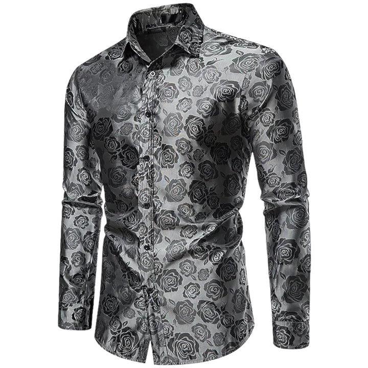 Camisa casual de hombre manga larga. Diseño floral ideal para primavera y verano. Estilo moderno.