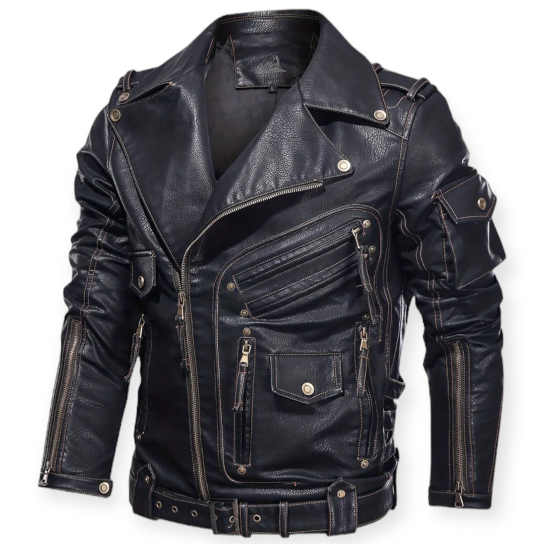 Chaqueta moderna para hombre con múltiples bolsillos, ideal para vestuario casual y elegante de primavera/otoño.
