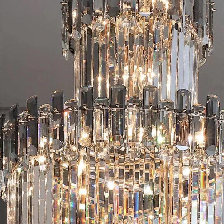 Elegante lámpara de techo de cristal escalonada, estilo francés moderno, diseño de lujo para el hogar.