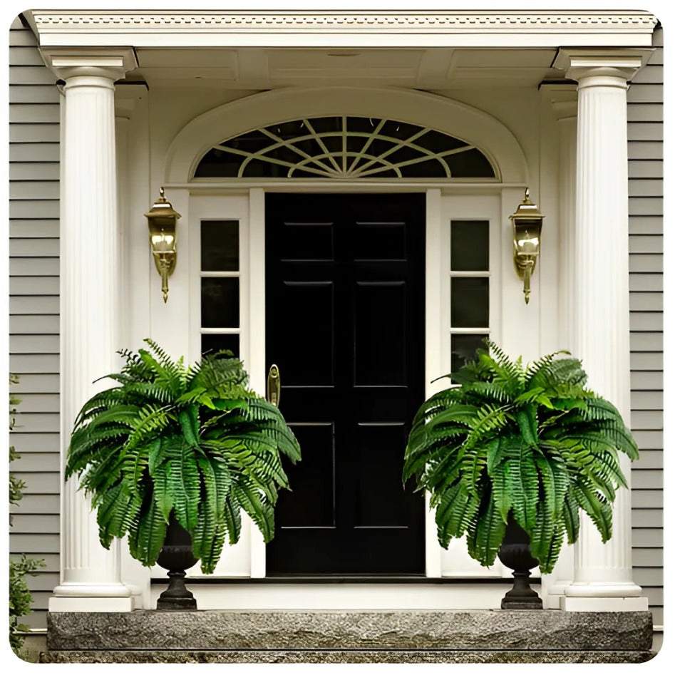 Helecho de Boston artificial para exterior. Realista, resistente UV, bajo mantenimiento. Decora sin esfuerzo.