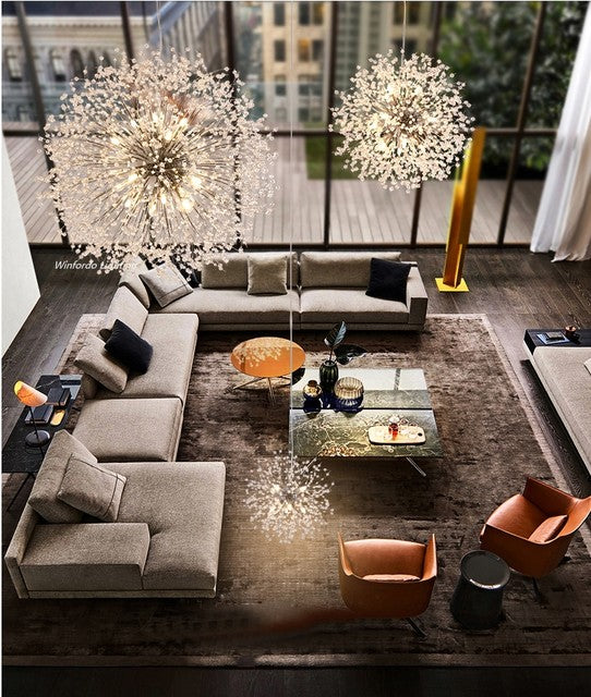 Lámpara de techo LED de cristal. Estilo diente de león. Perfecta para decoración moderna y lujo.