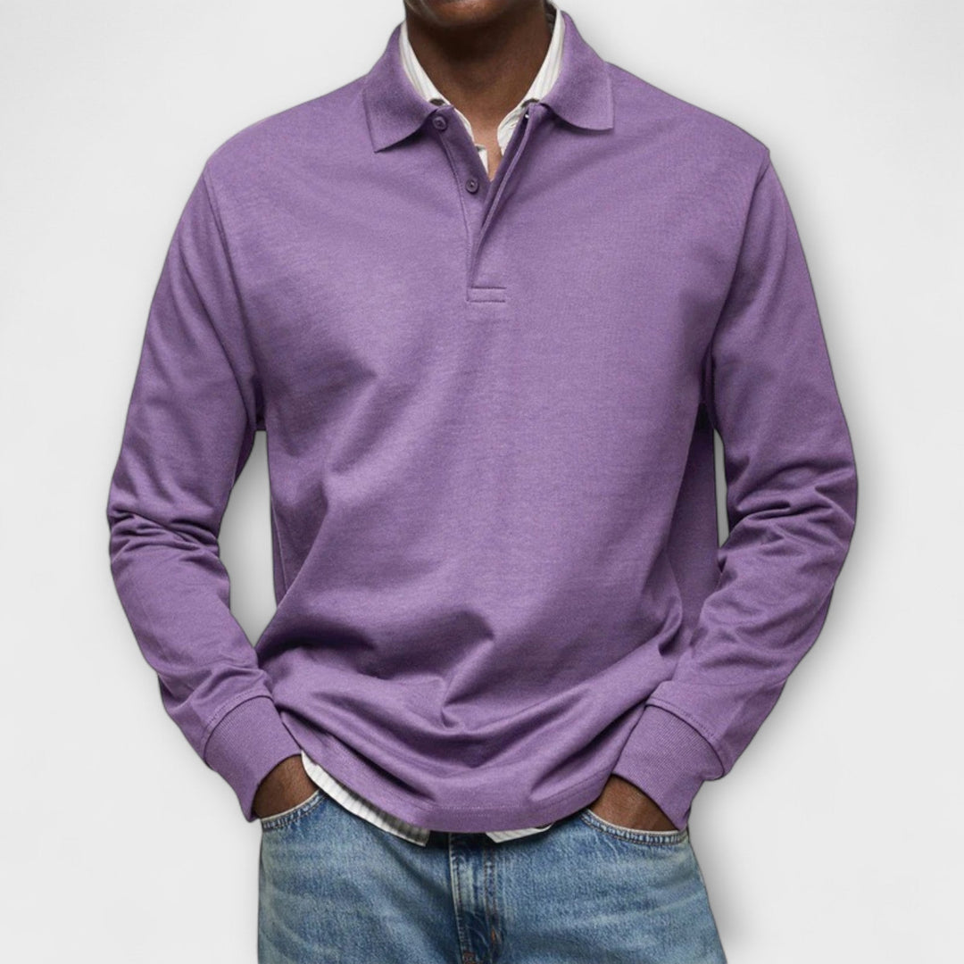 Polo hombre manga larga, prenda de moda masculina con confort, estilo moderno y versátil para el día a día.