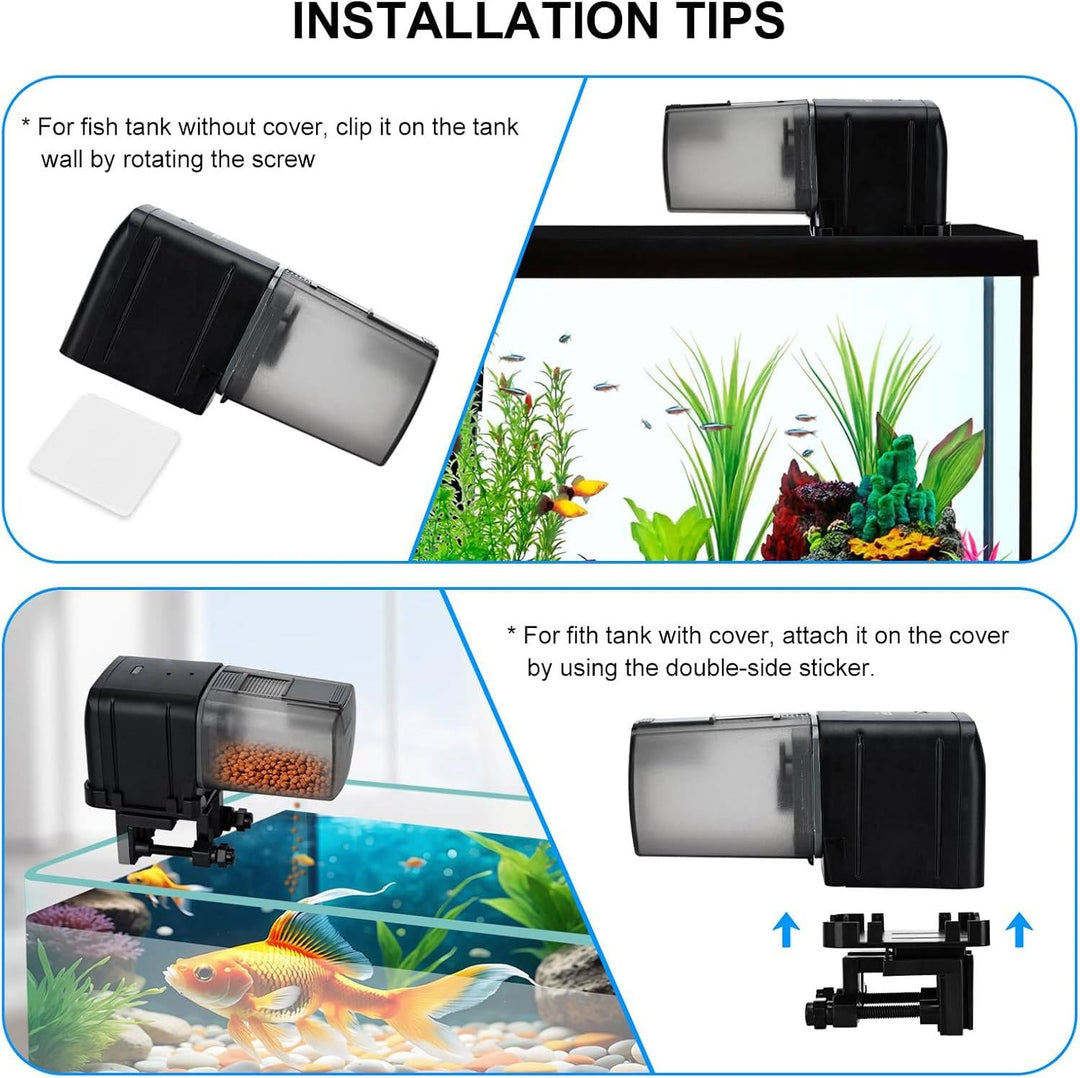 Cuidado de peces sin esfuerzo con dispensador automático de comida, programable y con control WiFi para acuarios.