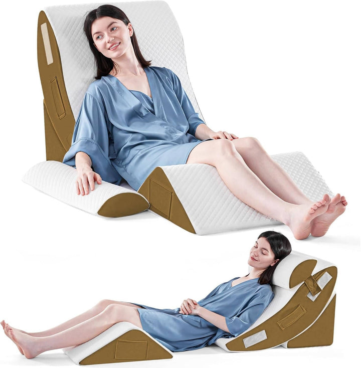 Almohadas en cuña ortopédicas para recuperación, soporte elevado y confort postoperatorio.