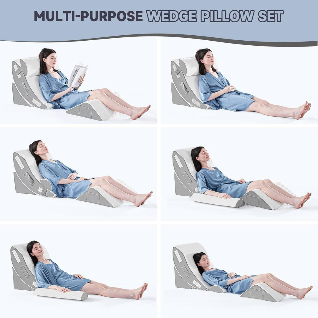 Almohadas ortopédicas en cuña para dormir, con soporte ergonómico ajustable para un descanso óptimo.