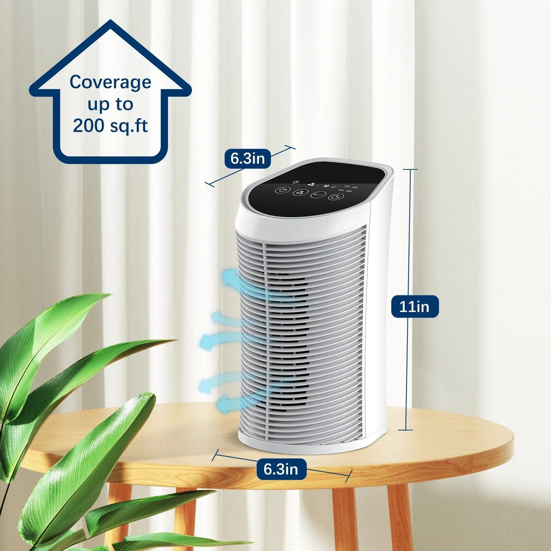 Purificador de aire fresco y puro para el hogar, combate olores y alérgenos con purificación avanzada.