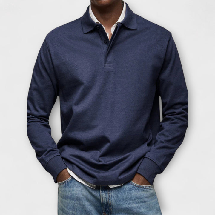Polo elegante de hombre manga larga, perfecto para moda masculina casual, versátil y con confort superior.
