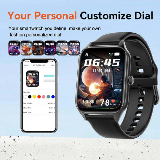 Reloj inteligente unisex avanzado: monitoreo de glucosa no invasivo, ritmo cardíaco y resistencia al agua.