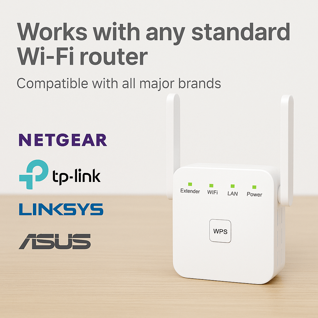 Dispositivo WiFi extensor. Elimina zonas muertas. Doble banda 5G/2.4GHz, fácil instalación en el hogar.