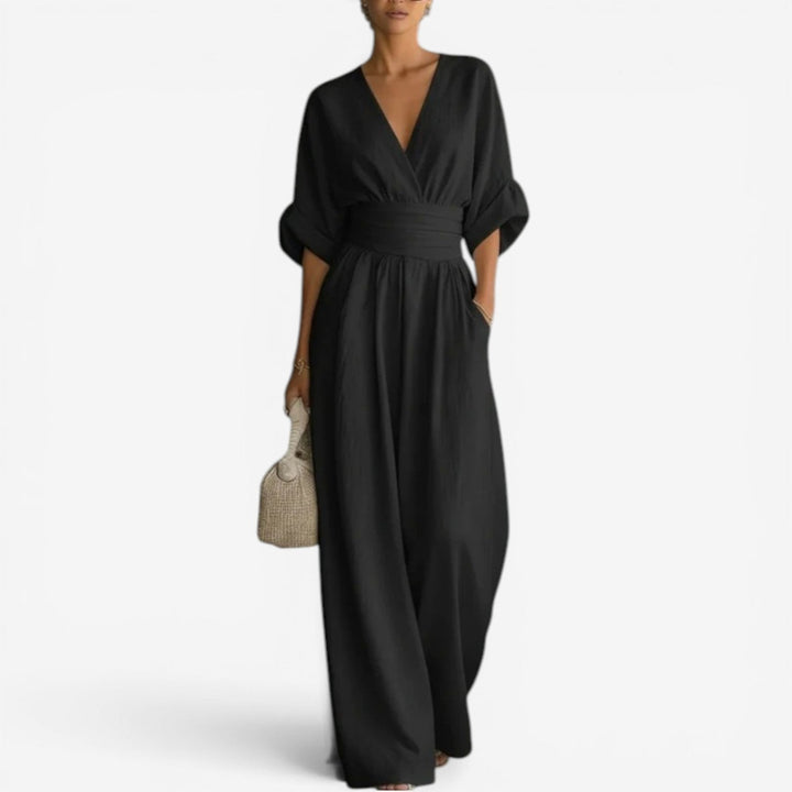 Mono de punto suave y elegante para mujer en verano. Jumpsuit cómodo de moda femenina con cuello redondo, estilo casual.