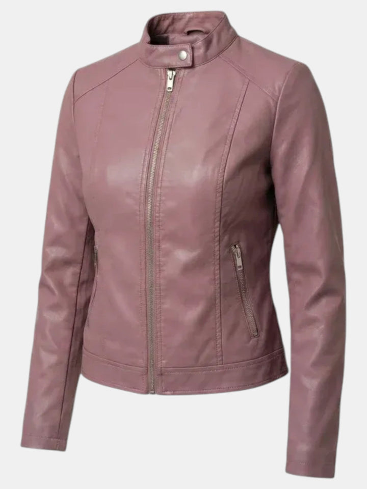 Chaqueta de primavera-otoño para mujer, entallada, cuello mao y cremallera, un básico versátil.
