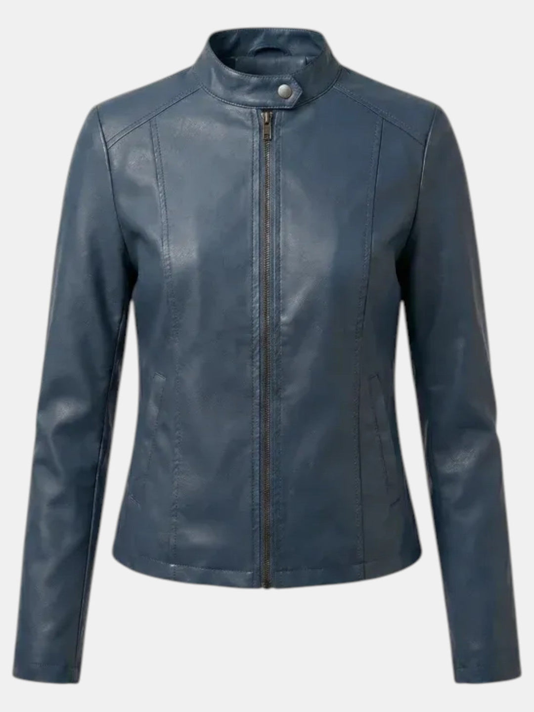 Chaqueta entallada para mujer, cuello mao, cremallera, perfecta para el estilo casual de primavera.
