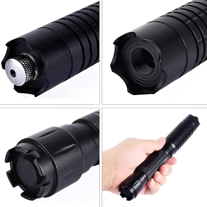 Herramienta de supervivencia definitiva: antorcha, láser y encendedor. Imprescindible para camping, emergencias y aventura.