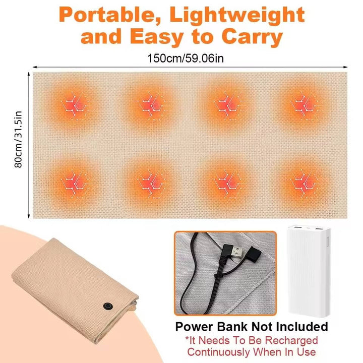 Manta térmica USB para el hogar. Calentamiento rápido y confort invernal, ideal para relajarse y mantenerse cálido.