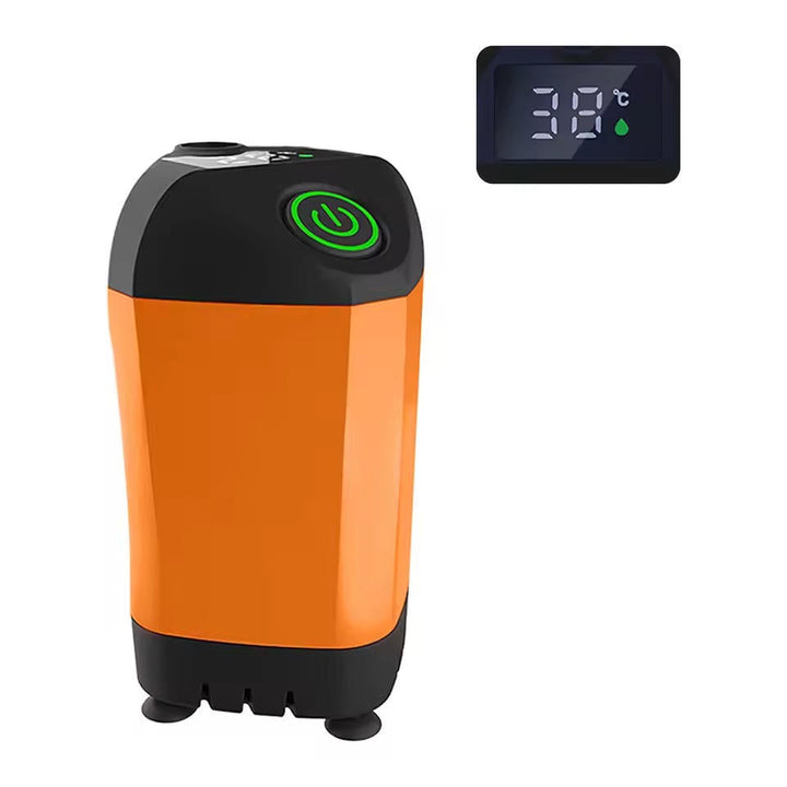 Ducha de camping impermeable con termómetro para limpieza de mascotas y personal en exteriores.