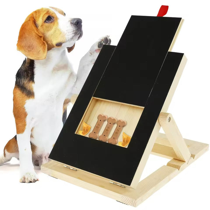Tabla rascadora de madera para perros con dispensador de golosinas. Ideal cuidado de uñas y adiestramiento interactivo.