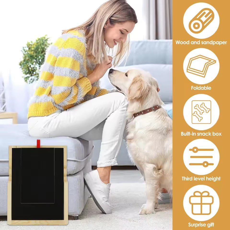 Accesorio para mascotas: rascador de uñas para perros con sistema dispensador de golosinas. Juguete interactivo.