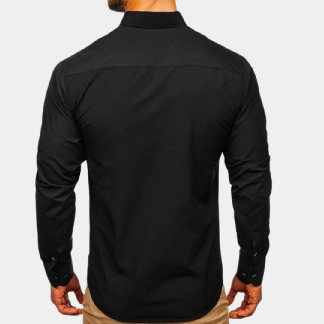 Camisa de hombre 100% algodón, estilo clásico con mangas largas. Elegancia y confort duradero para ropa masculina.
