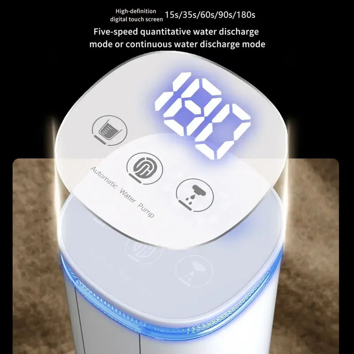 Compacta bomba de agua eléctrica y portátil, ideal para botellones en camping, viajes y uso diario.
