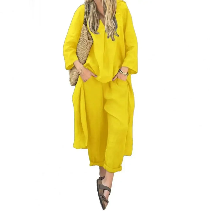 Conjunto de dos piezas para mujer, estilo relajado y versátil. Comodidad y elegancia para el verano.