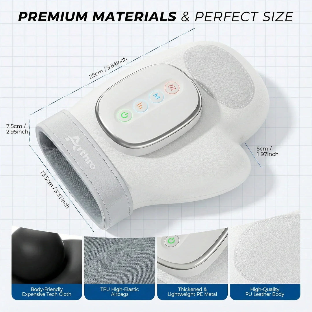 Confort para tus manos con masajeador de calor y compresión de aire. Relajación muscular profunda.